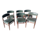 Set 6 chaises scandinave teck simili cuir vert olive