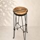 Pair of vintage industrial bar stools in metal and wood – 1950s