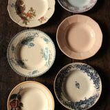 6 mismatched Terre de Fer soup plates from Digoin Sarreguemines