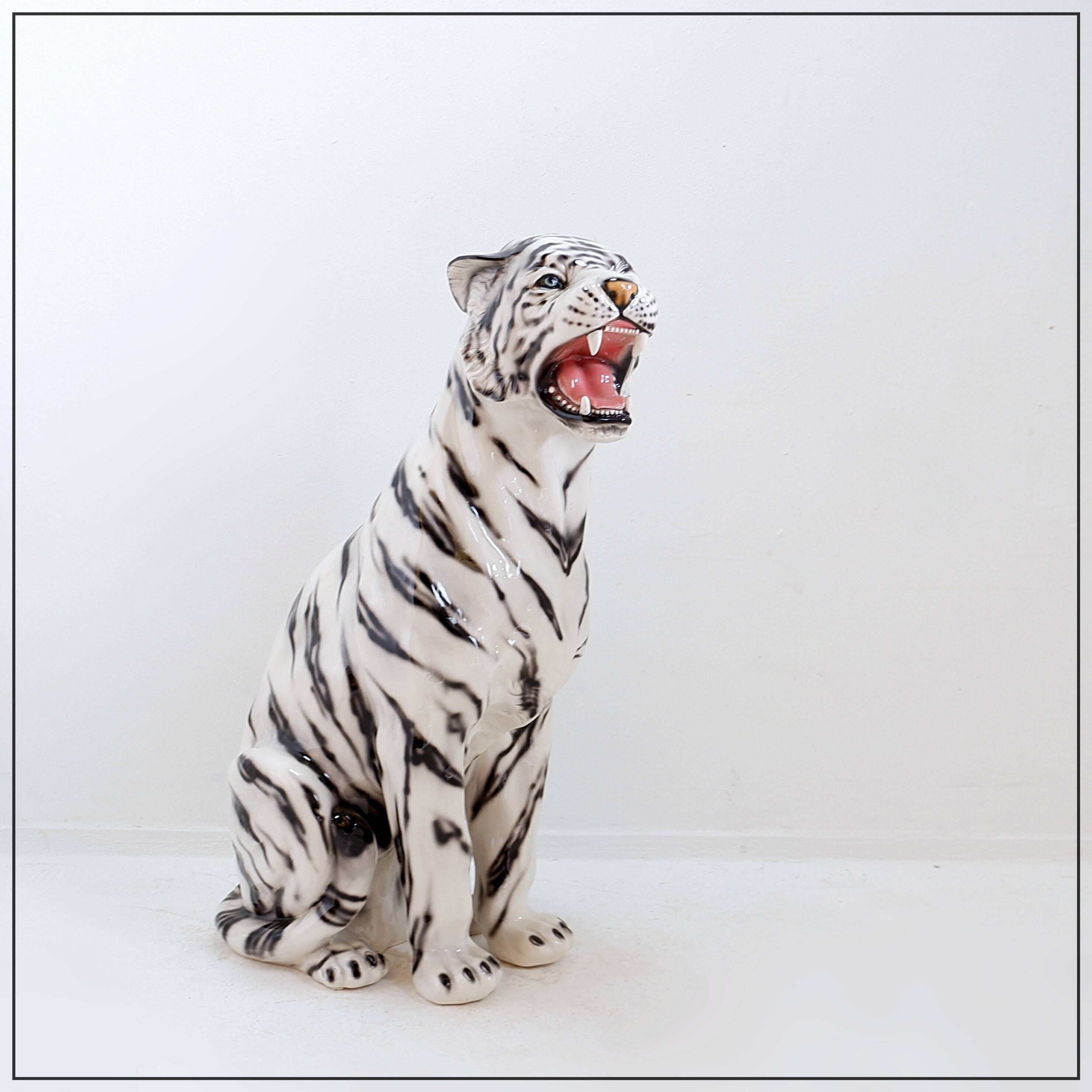 White ceramic tiger - Ceramiche Boxer, Italy