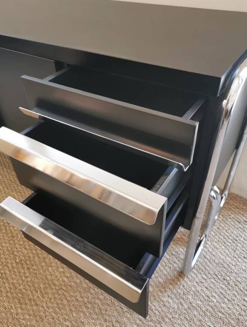 Vintage Bauhaus style metal sideboard from the 1970s