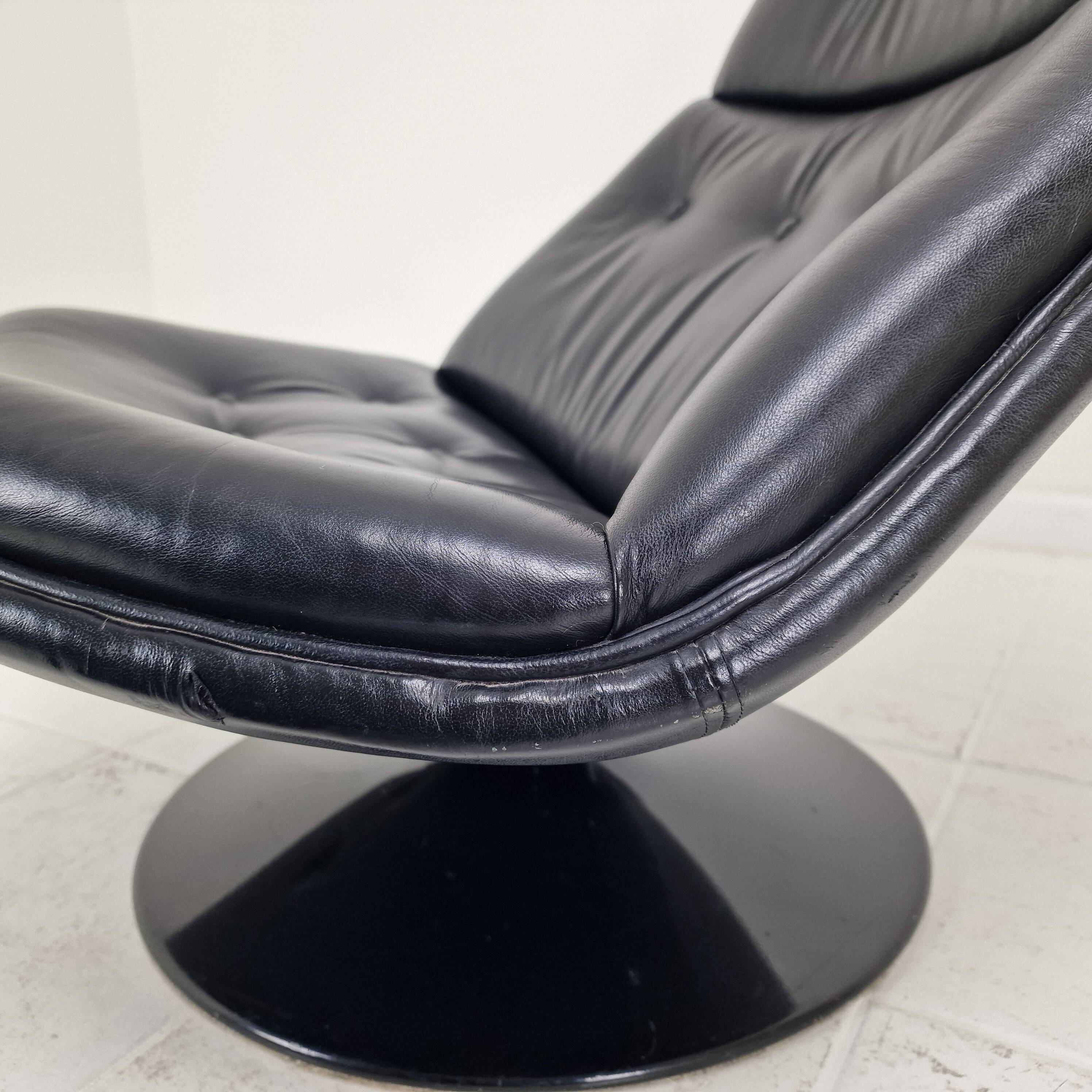 Artifort F511 Lounge Chair by Geoffrey Harcourt in Leather, 1970's