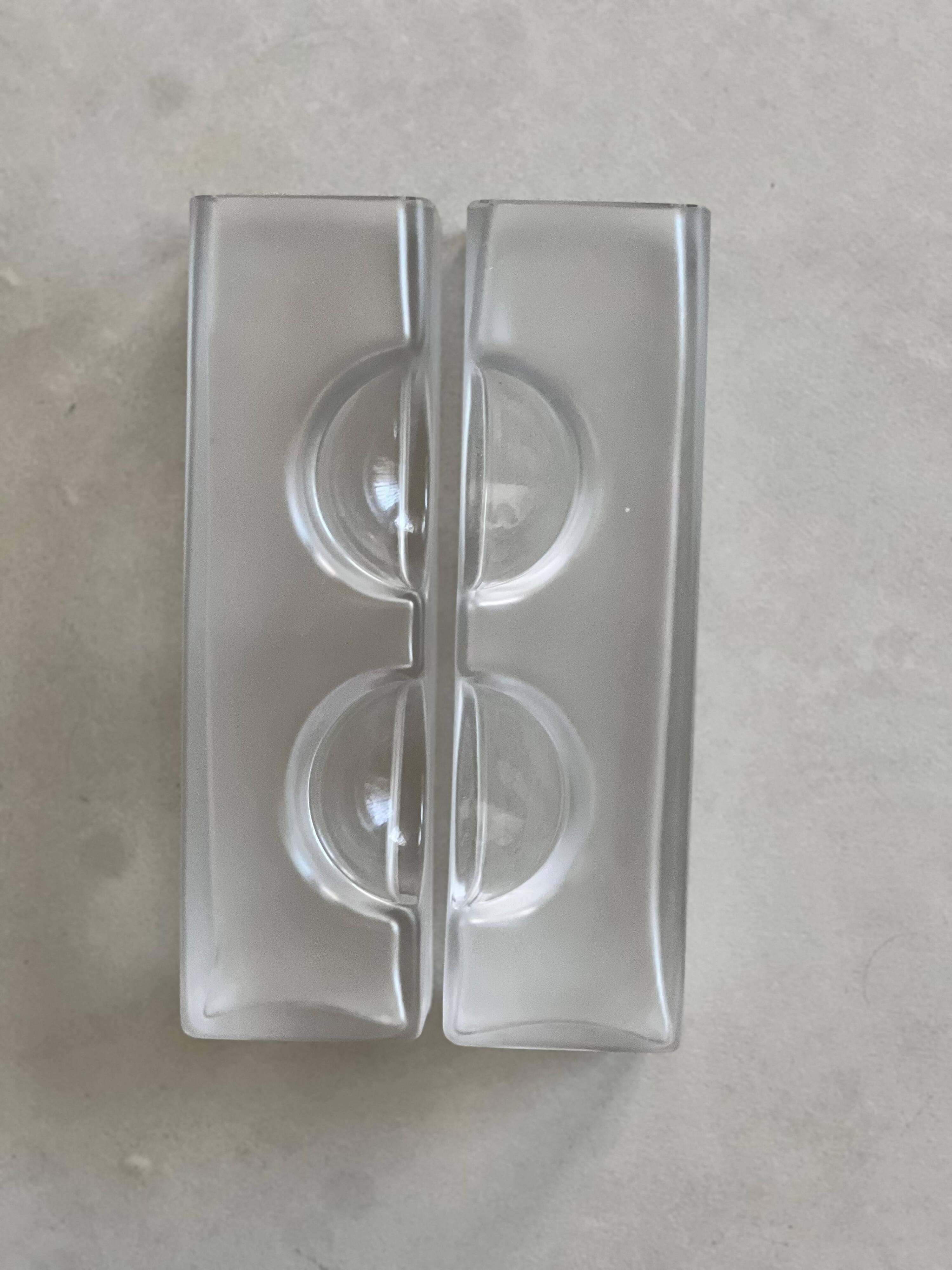 Decorative glass sculpture vases,  1980s clear glass modern bookcase accent