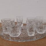 Presentation service 8 glasses and its Bohemian Cristal style dish