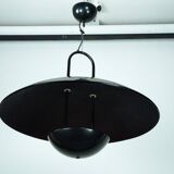 Vintage 1990s Black Pendant Lamp with Glass Top Shade. Italy