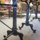 Large bistro table with a wooden top and cast iron legs - 2m56