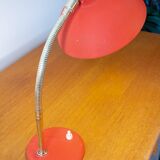 50s lamp, brass and granite red