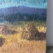 Haystacks, knife oil signed