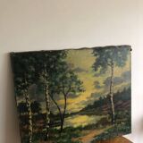 Oil on canvas countryside landscape