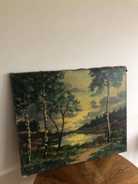 Oil on canvas countryside landscape