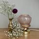 Vintage art deco globe table lamp in pink and gold glass