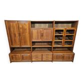 Multifunctional, modular shelving unit/wall system, teak, Denmark, 60s/70s