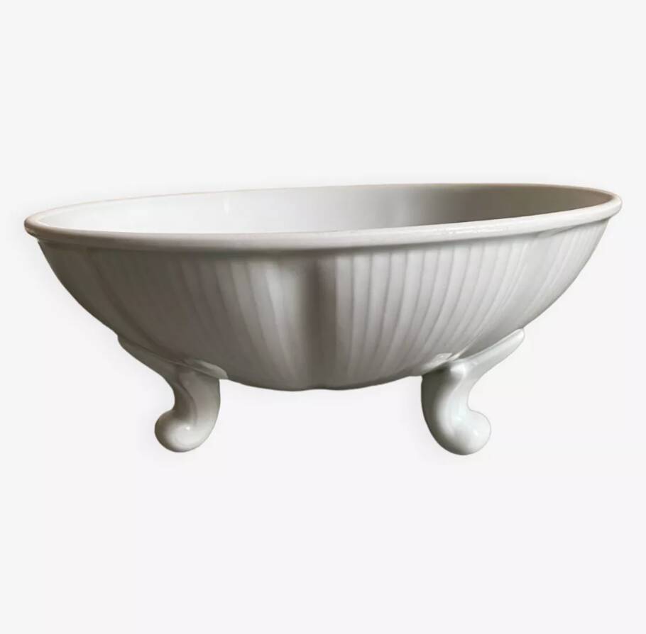 Porcelain tripod fruit strainer, Pillivuyt