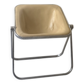 Plona Armchair in Beige Leather & Chrome by G. Piretti for A. Castelli, 1970s design
