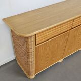Wood / bamboo / rattan sideboard Roberti Rattan 1970s stunning condition