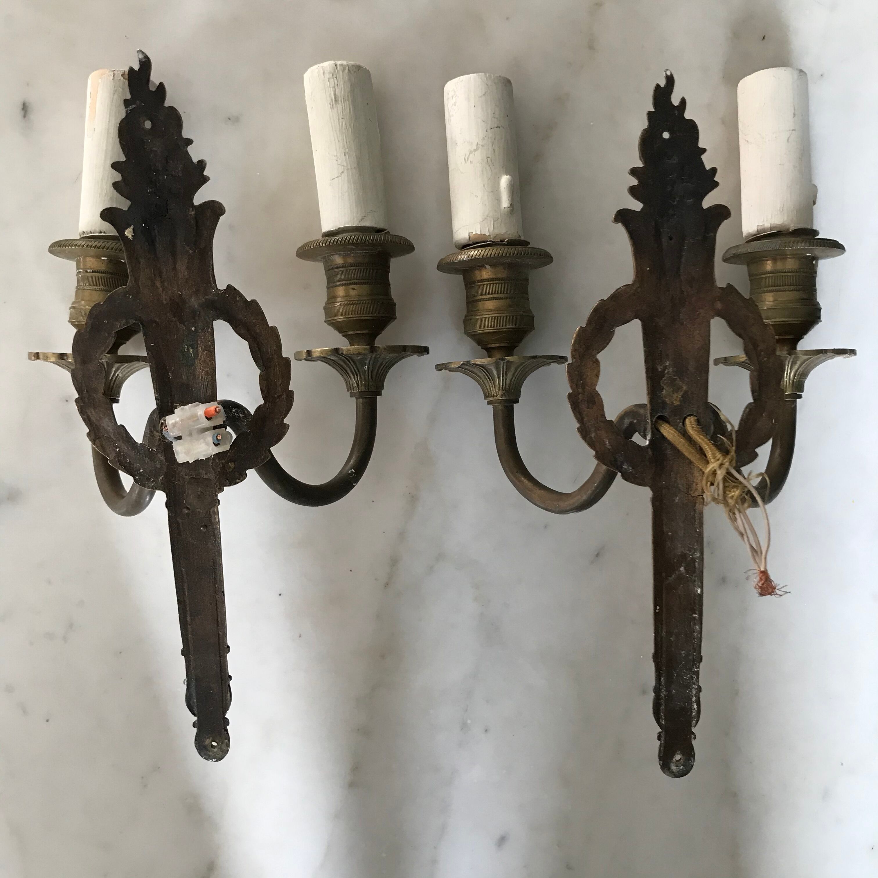 Pair of bronze sconces