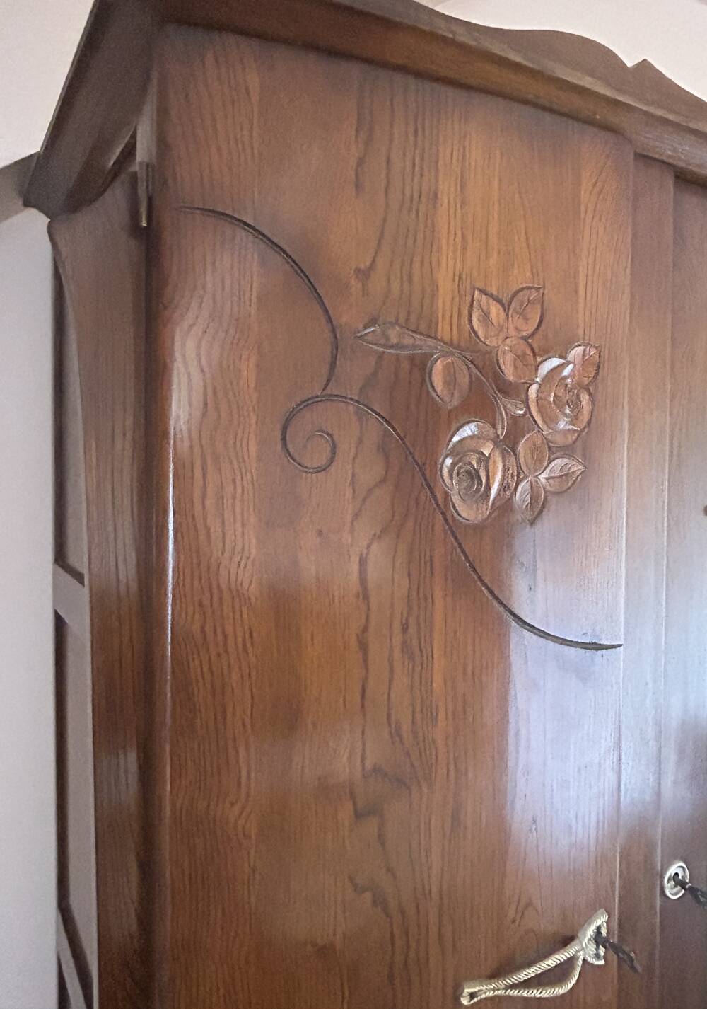 1950s linen wardrobe, shelves, central mirror