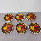 Service assiettes en céramique italienne signé Desimone Italy decor poisson années 60 vintage