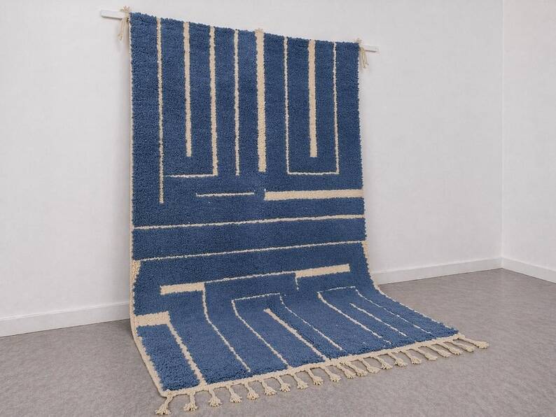 Beni Ourain rug in pure wool, handmade with traditional craftsmanship, 2/3 m.