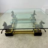 Old brass and gilded bronze table horses design from the 70s vintage Horses