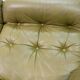 Scandinavian Rybo Rykken Olivegreen Leather 2-Seat Ry-Wing Lounge Sofa, 60s