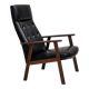 1970s, Danish armchair, black artificial leather, teak wood.