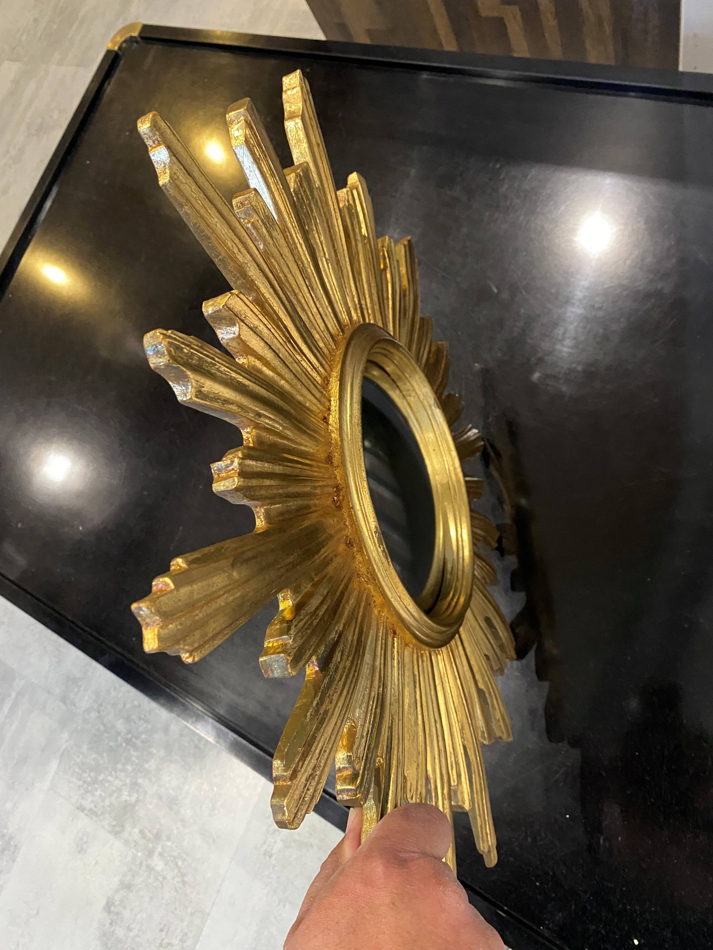 Large witch's eye sun mirror dia 52cm curved vintage 1960