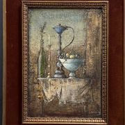 Oil on canvas still life with fruits, 20th century by Cambicq.