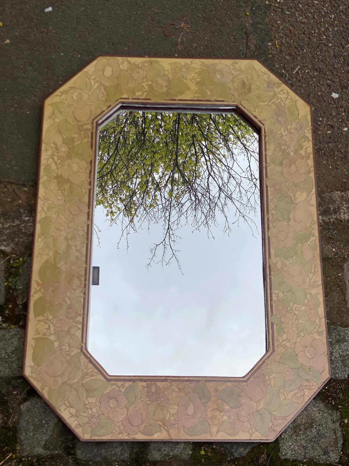 Vintage octagonal mirror from the 80s, 70x50cm.