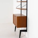 Rare Poul Cadovius standing wall-unit with bar (Denmark, 1960s).