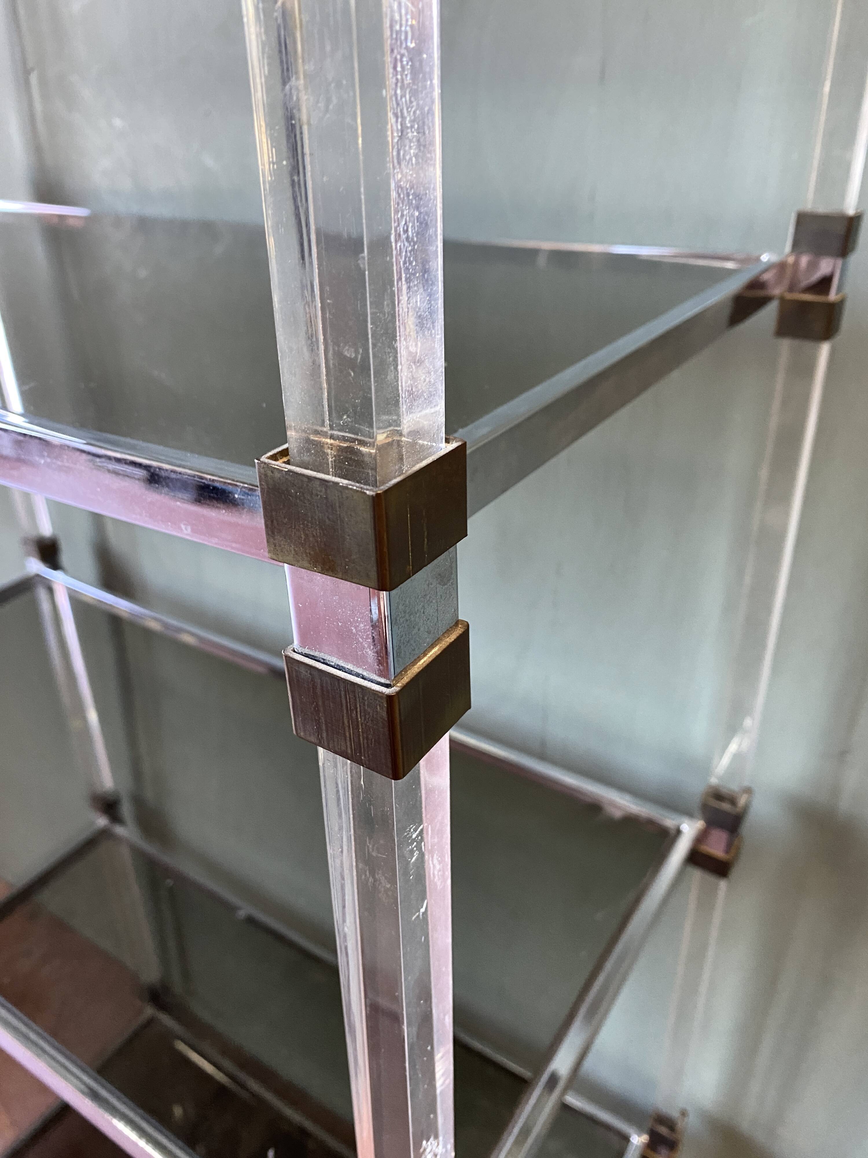 70s shelf in plexiglas and smoked glass