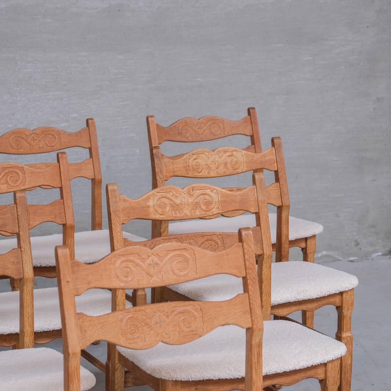 Set of 8 Oak Mid-Century Danish Dining Chairs attr. to Henning Kjaernulf