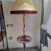 Lampadaire/table tripode italien en laiton et céramique années 1950