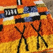 Orange Beni Ouarain Moroccan rug 300x200 cm – graphic patterns