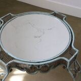 Guéridon en fer forgé plateau miroir 1930