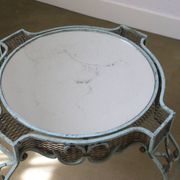 Wrought iron pedestal table mirror top 1930