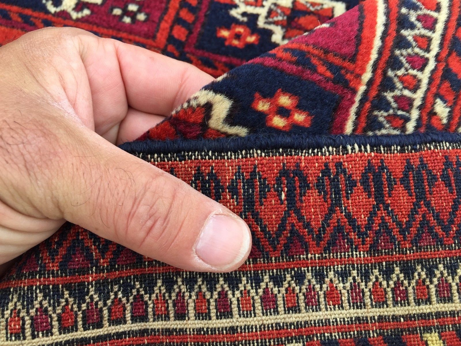 Antique traditional turkoman rug oriental hand made rug 184x124cm