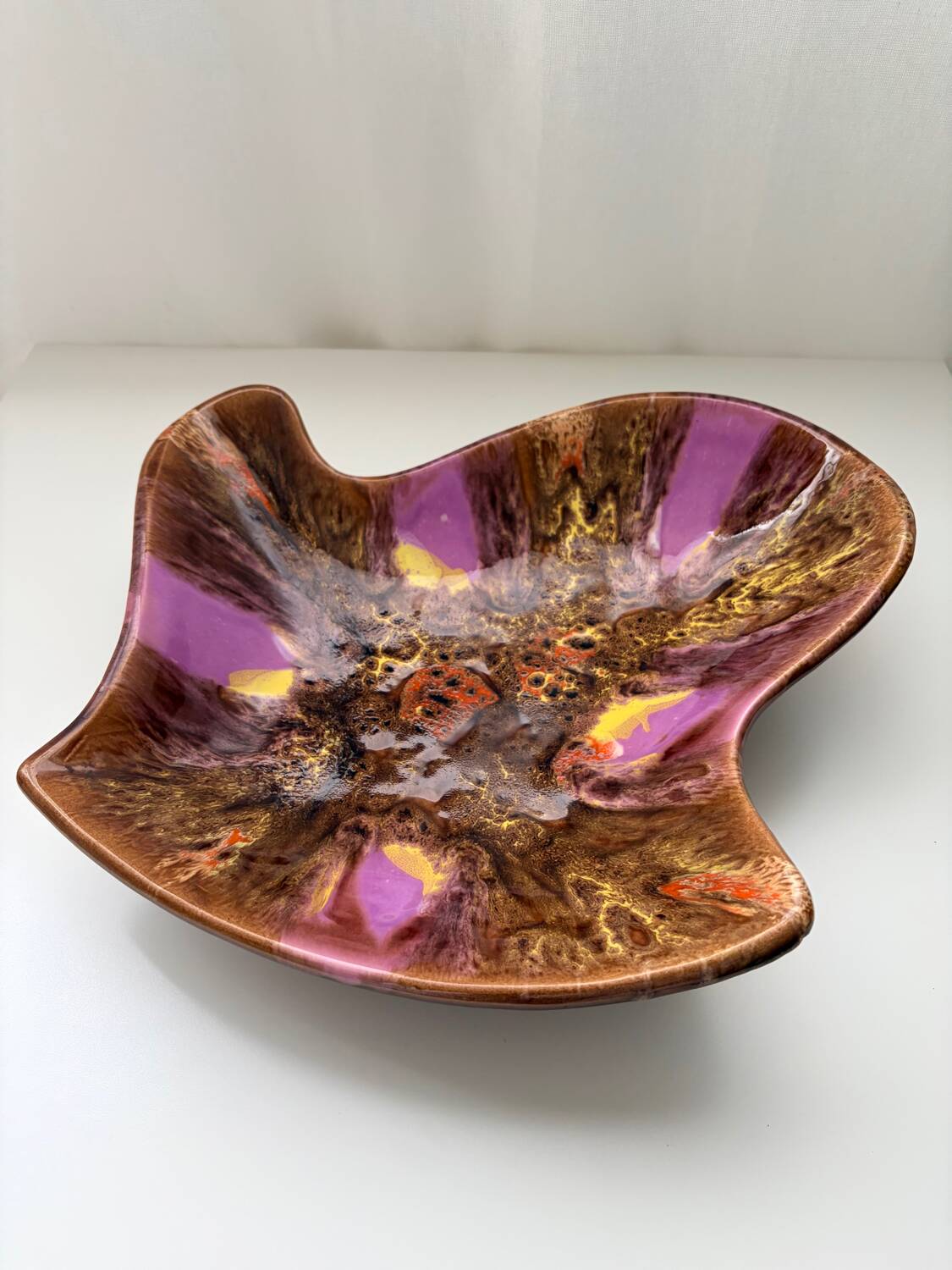 Vintage Vallauris decorative plate from the 50s/60s – glazed ceramic