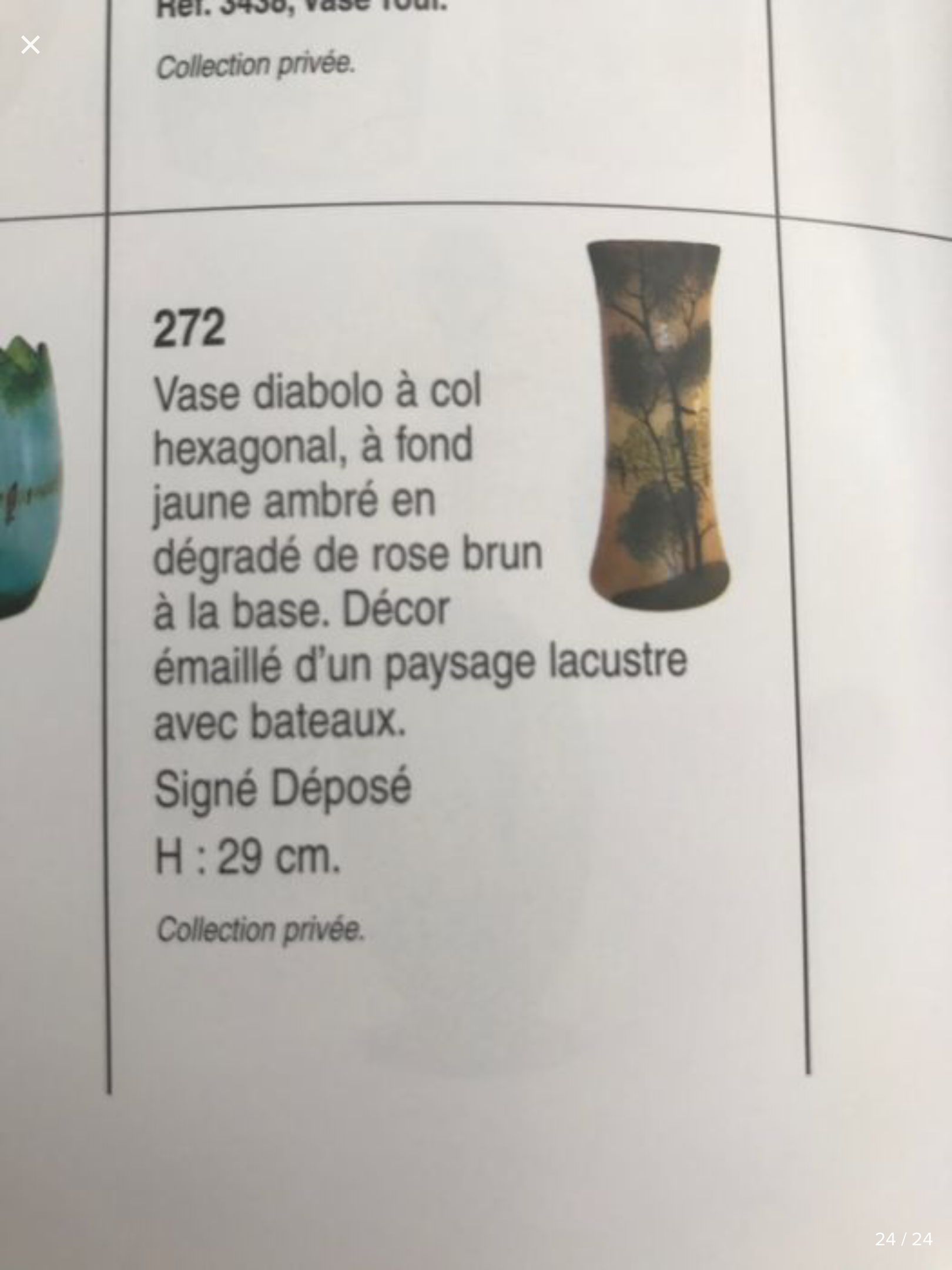 Vase verre émaillé legras art déco