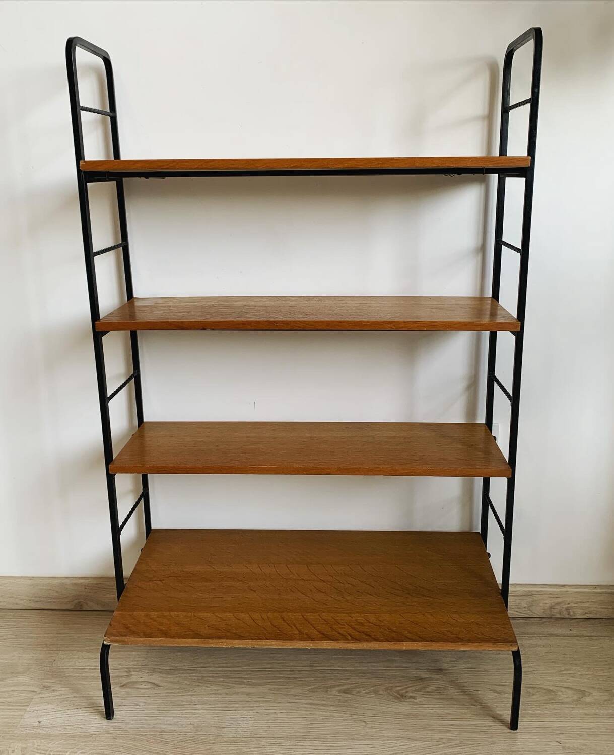 Vintage shelf in wood and wrought iron