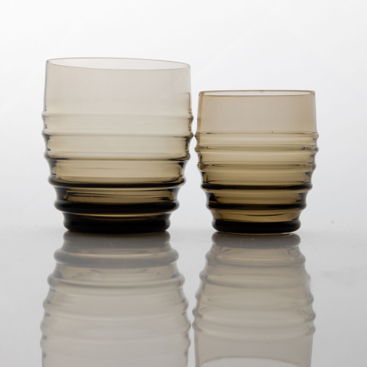 Vintage decanting set in smoked glass