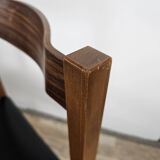 Six Scandinavian-style teak and leather dining chairs