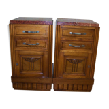 Pair of old bedside an cherry tree