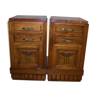 Pair of old bedside an cherry tree