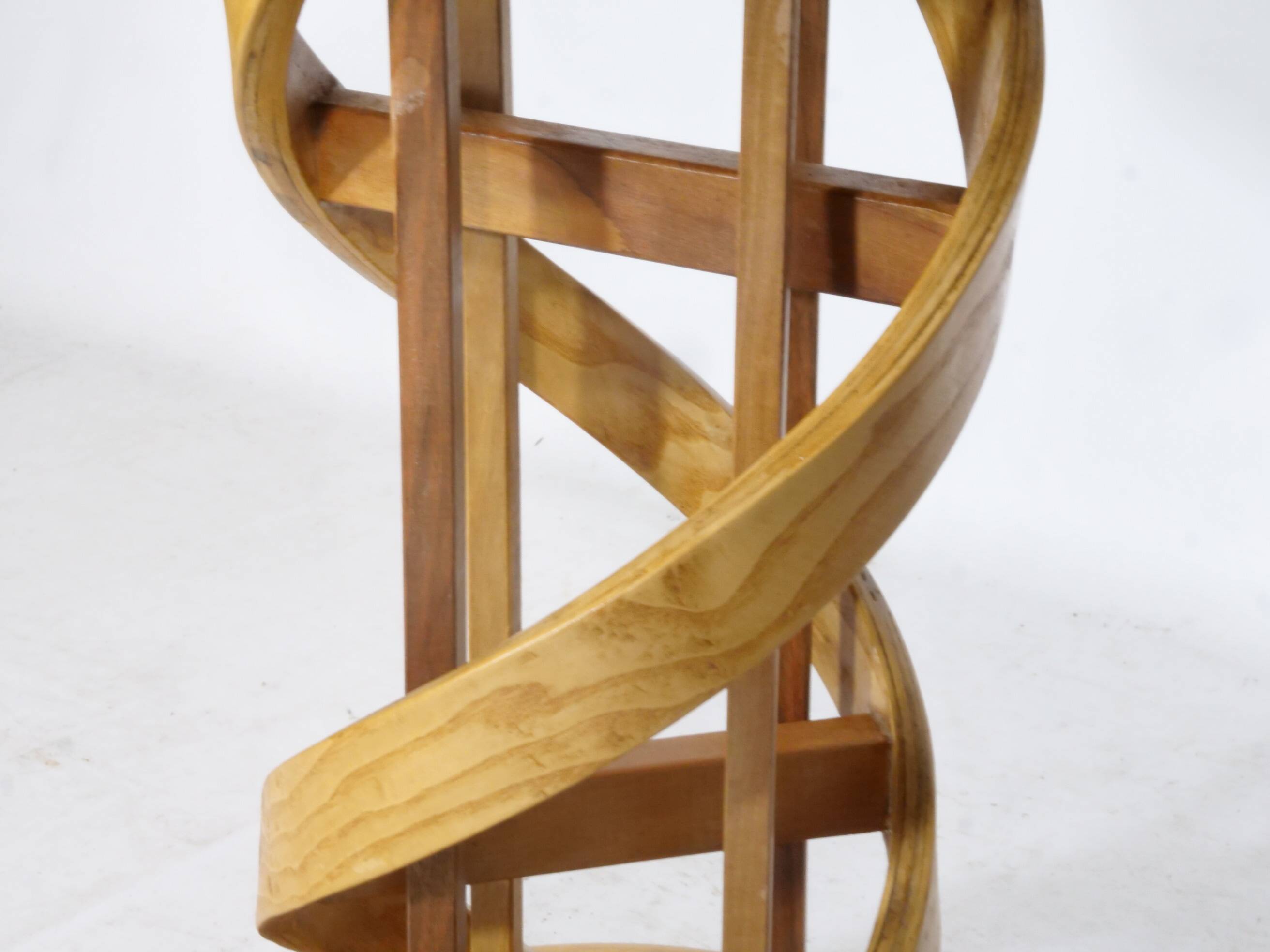 Solid wood side table Design Cherry wood DNA Helix Unique piece, 1980s