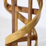 Solid wood side table Design Cherry wood DNA Helix Unique piece, 1980s
