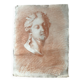 Workshop drawing of an antique portrait in sanguine around 1900