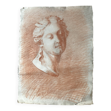 Workshop drawing of an antique portrait in sanguine around 1900