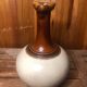 Old Vintage White & Brown Cracked Ceramic Pitcher