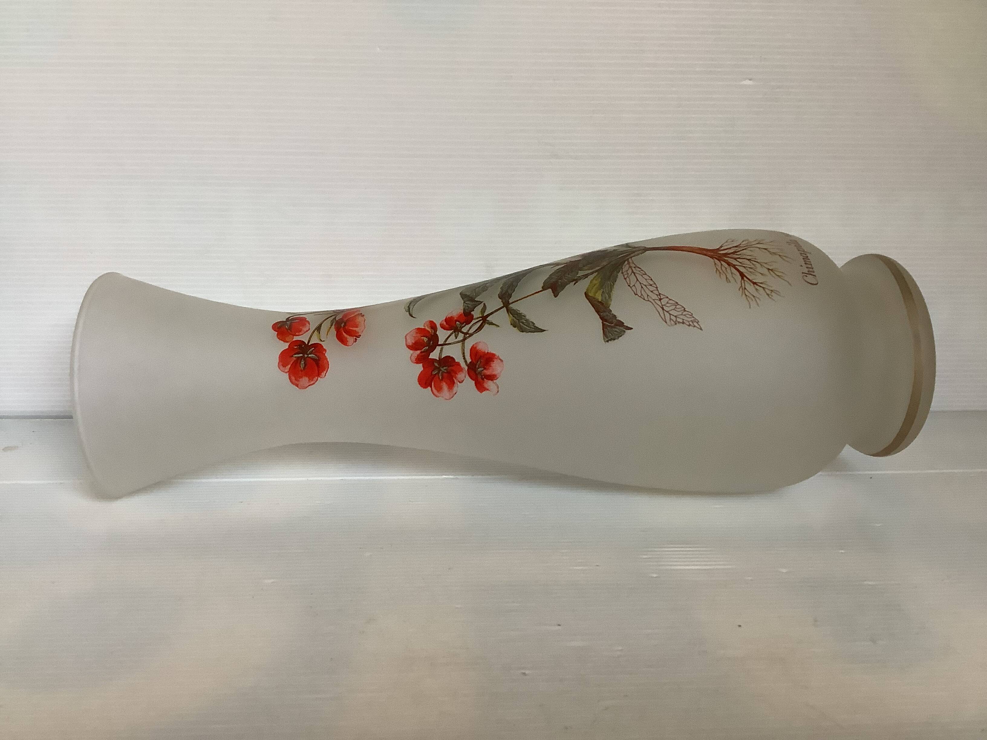 Large frosted glass vase flowers